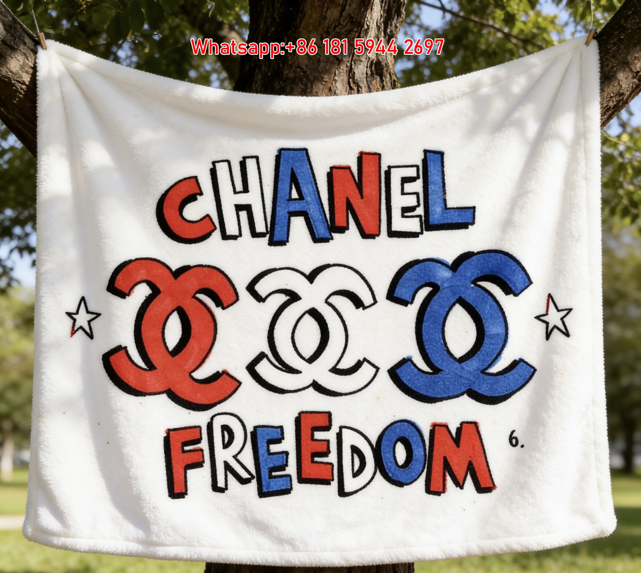 Chanel Freedom Graffiti Print Flannel Throw Blanket IMG_6946